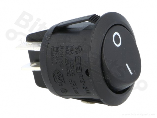 Switch rocker snap-in on/off round black DPST